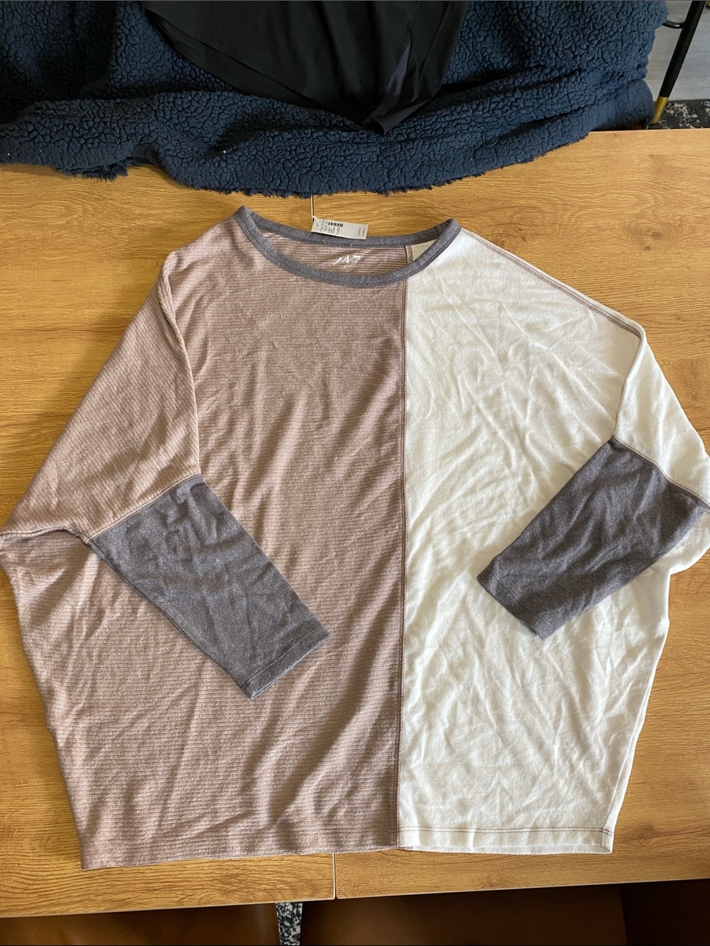Maurices Taupe and Gray Colorblock Long Sleeve Top